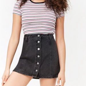 FOREVER 21 Black Denim Button Down the Front Skirt Size 27